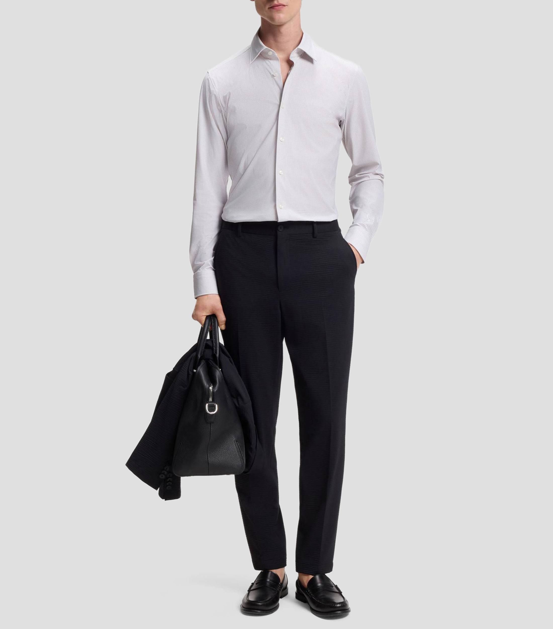 Camisa microdiseño manga larga Hombre